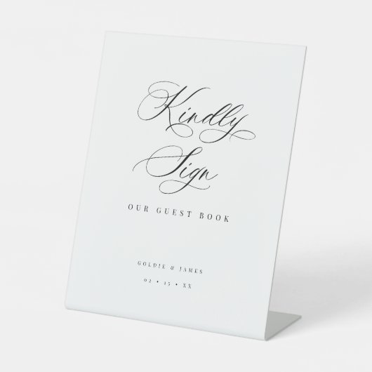 Vriendelijk teken Gastenboek Bruiloft Acryl Pedest Reclamebord Met Voetstuk (Voorkant)