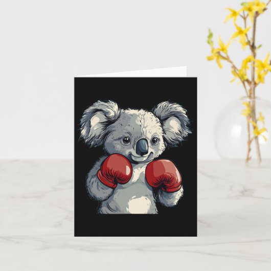 Vriendelijk uitziende Koala Beer met Funny Boxing  Kaart (Gele Bloem)