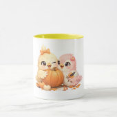 Vriendelijk Vogelduo Halloween Pompoen Mok (Midden)
