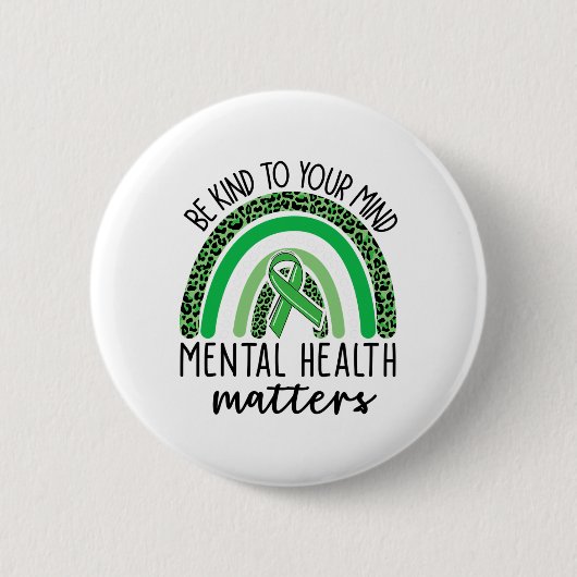 Vriendelijk voor je geest Leopard Rainbow Mental H Ronde Button 5,7 Cm (Voorkant)