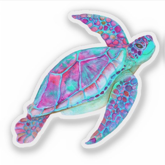 Vriendelijk Zee Turtle Honu Onder het Zee Sticker (Voorkant)