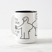 vriendelijk zijn, terugspoelen tweekleurige koffiemok (Voorkant links)