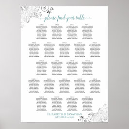 Vriendelijke 22-tafel weddenschapskaart Wit en Bla Poster