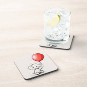 Vriendelijke Baby olifant met rode ballon Bier Onderzetter (Rechterzijde)