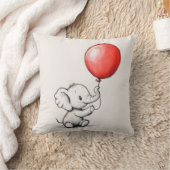 Vriendelijke Baby olifant met rode ballon Kussen (Deken)