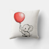 Vriendelijke Baby olifant met rode ballon Kussen (Achterkant)