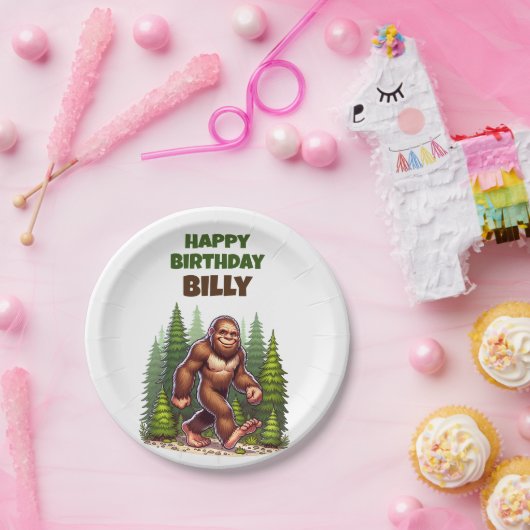 Vriendelijke Bigfoot Verjaardag Papieren Bordje (Feest)