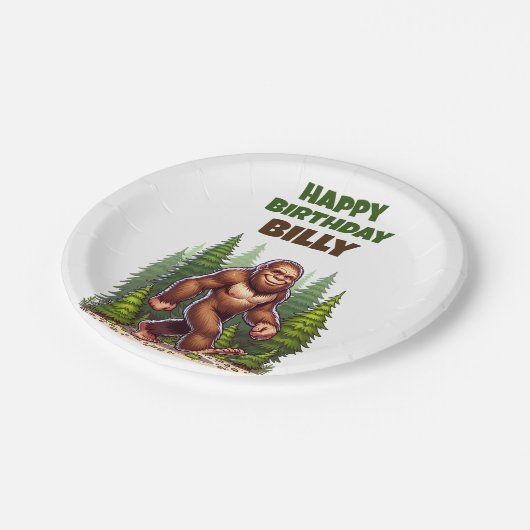 Vriendelijke Bigfoot Verjaardag Papieren Bordje (Gekanteld)