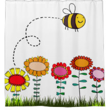 Vriendelijke bijen vliegen boven de bloemen op wit