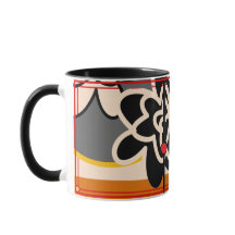 vriendelijke bloem - rode gele koffie - mok