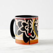 vriendelijke bloem - rode gele koffie - mok (Voorkant links)