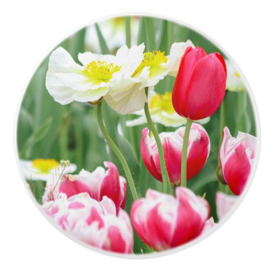 Vriendelijke bloemen keramische knop (Voorkant)