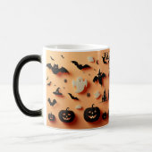 Vriendelijke Boo Oranje Halloween Ghost Jack Black Magische Mok (Links)
