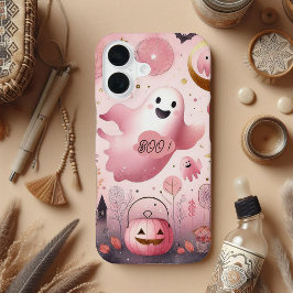 Vriendelijke Boo Spooky Jack O Lanterns Pastel Fun iPhone 16 Hoesje