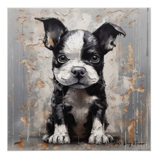 Vriendelijke Boston Terrier Puppy Honden 005 - Rai Perfect Poster