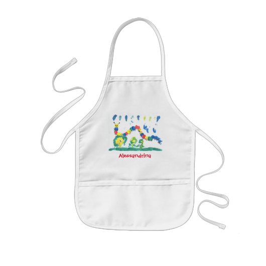 Vriendelijke Bright Caterpilaar met aangepaste naa Kinder Schort (Voorkant)