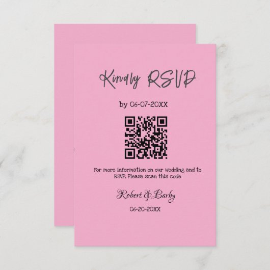 Vriendelijke bruiloft RSVP scan QR code eenvoudig Informatiekaartje (Voorkant / Achterkant)