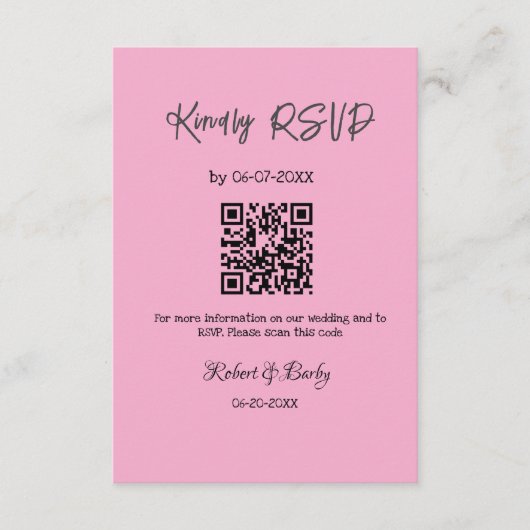Vriendelijke bruiloft RSVP scan QR code eenvoudig Informatiekaartje (Voorkant)