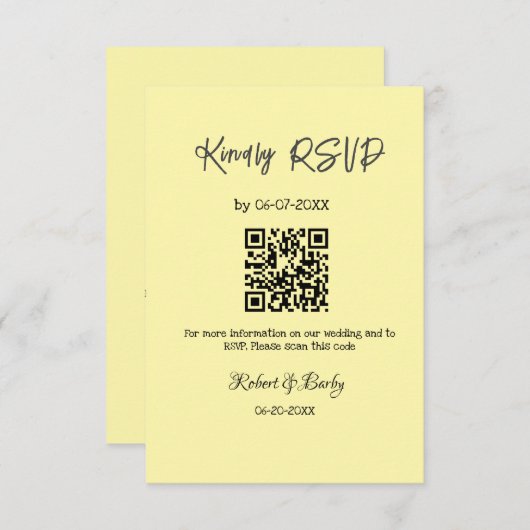 Vriendelijke bruiloft RSVP scan QR code eenvoudig Informatiekaartje (Voorkant / Achterkant)