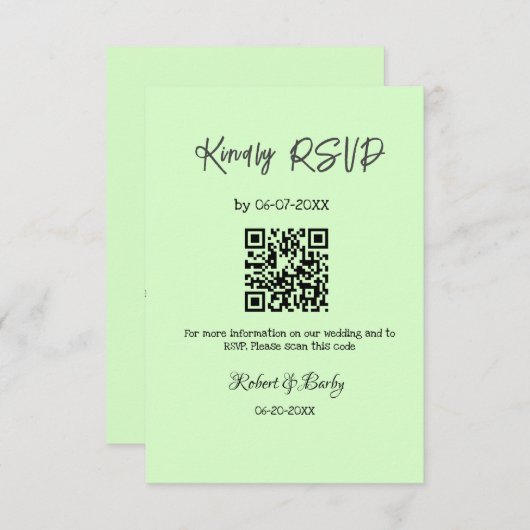 Vriendelijke bruiloft RSVP scan QR code eenvoudig Informatiekaartje (Voorkant / Achterkant)