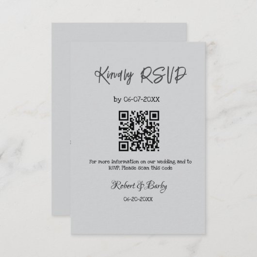 Vriendelijke bruiloft RSVP scan QR code eenvoudig  Informatiekaartje (Voorkant / Achterkant)