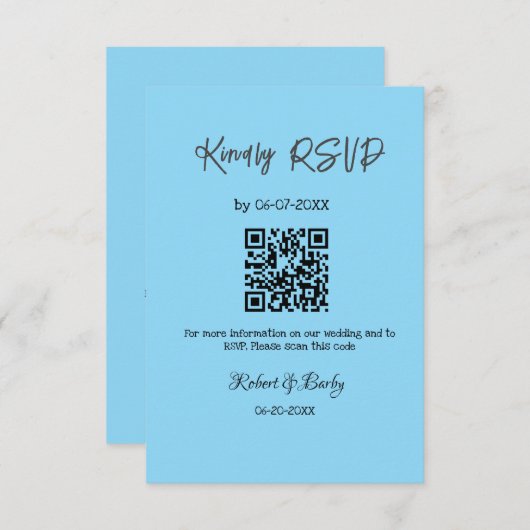Vriendelijke bruiloft RSVP scan QR code eenvoudig Informatiekaartje (Voorkant / Achterkant)