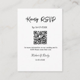 Vriendelijke bruiloft RSVP scan QR code eenvoudig Informatiekaartje