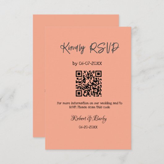 Vriendelijke bruiloft RSVP scan QR code eenvoudig Informatiekaartje (Voorkant / Achterkant)