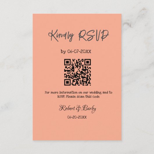 Vriendelijke bruiloft RSVP scan QR code eenvoudig Informatiekaartje (Achterkant)