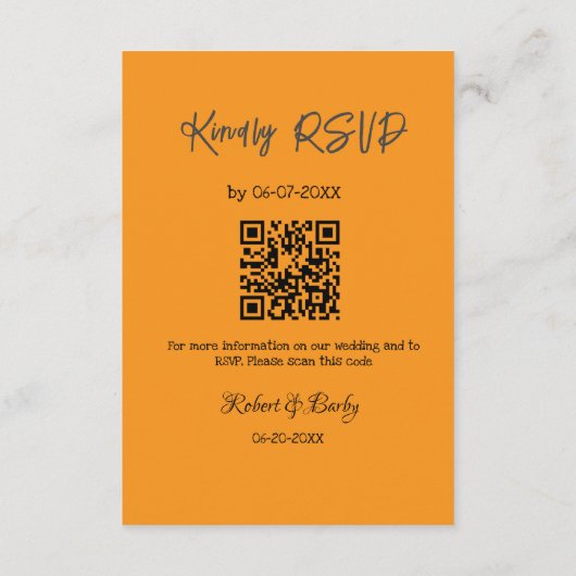 Vriendelijke bruiloft RSVP scan QR code eenvoudig Informatiekaartje (Achterkant)