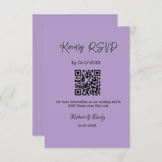 Vriendelijke bruiloft RSVP scan QR code eenvoudig Informatiekaartje (Voorkant / Achterkant)