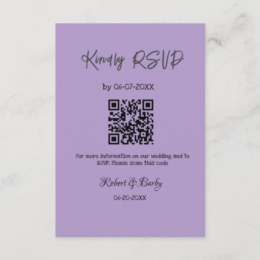 Vriendelijke bruiloft RSVP scan QR code eenvoudig Informatiekaartje (Voorkant)