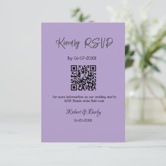 Vriendelijke bruiloft RSVP scan QR code eenvoudig Informatiekaartje (Staand voorkant)