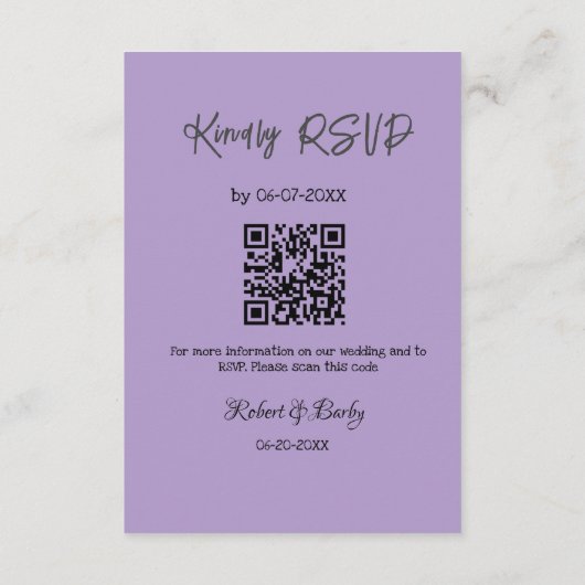 Vriendelijke bruiloft RSVP scan QR code eenvoudig Informatiekaartje (Achterkant)
