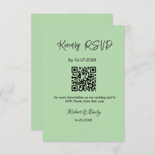 Vriendelijke bruiloft RSVP scan QR code eenvoudig Informatiekaartje (Voorkant / Achterkant)