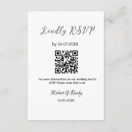 Vriendelijke bruiloft RSVP scan QR code eenvoudig Informatiekaartje (Voorkant)