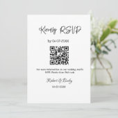 Vriendelijke bruiloft RSVP scan QR code eenvoudig  Kaart (Staand voorkant)