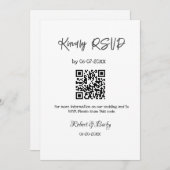 Vriendelijke bruiloft RSVP scan QR code eenvoudig  Kaart (Voorkant / Achterkant)