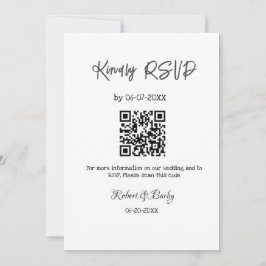 Vriendelijke bruiloft RSVP scan QR code eenvoudig Kaart