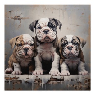 Vriendelijke Bulldog Puppy Honden 004 - Raimon Pal Perfect Poster