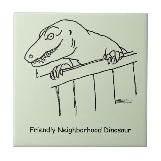 Vriendelijke buurt Dinosaur Tegeltje (Voorkant)