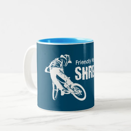 Vriendelijke buurt Shredder Mountainbiken Tweekleurige Koffiemok (Voorkant links)