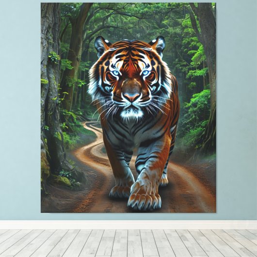 Vriendelijke buurt Tiger Canvas Afdruk (Insitu (Houten vloer))