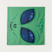 Vriendelijke Cartoon Alien Face Wandkleed (Voorkant (horizontaal))