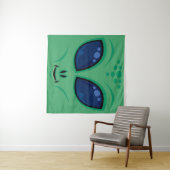 Vriendelijke Cartoon Alien Face Wandkleed (In Situ (horizontaal))