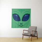 Vriendelijke Cartoon Alien Face Wandkleed (In situ)