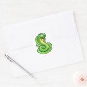 Vriendelijke Cartoon Cobra Snake Ronde Sticker (Envelop)
