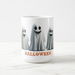 Vriendelijke Cartoon Geest Groep Halloween Plezier Koffiemok