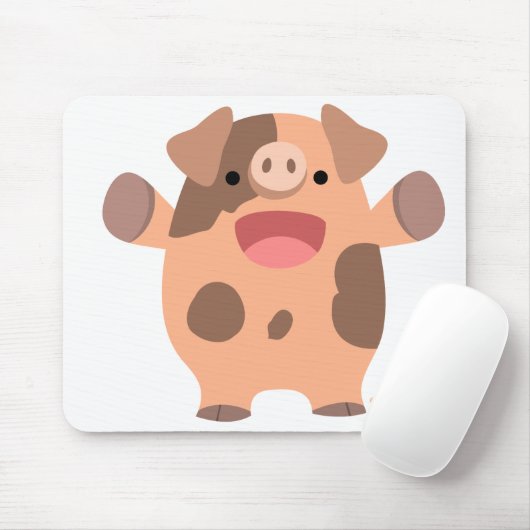 Vriendelijke Cartoon Pig mousepad Muismat (Met muis)