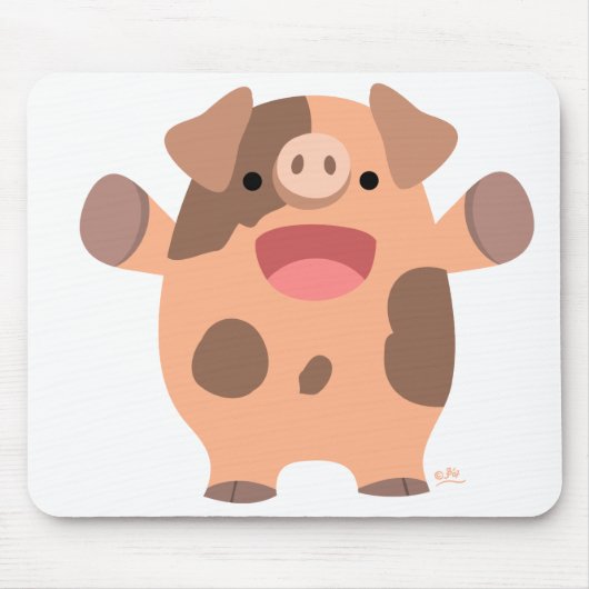 Vriendelijke Cartoon Pig mousepad Muismat (Voorkant)
